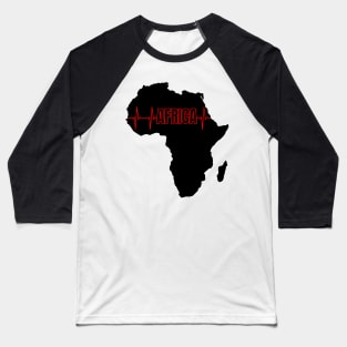 Africa Continent Heartbeat Baseball T-Shirt